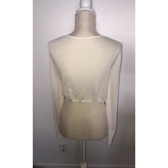 Commense Ivory Semi Sheer Pullover Ballet Wrap Style Top - S - Picture 3 of 3
